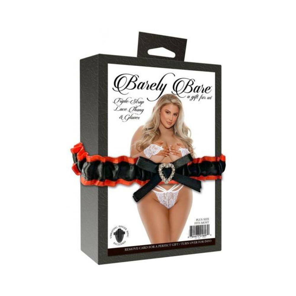 Barely Bare Triple-Strap Lace Thong &amp; Glove-Glo-Sexual Toys®