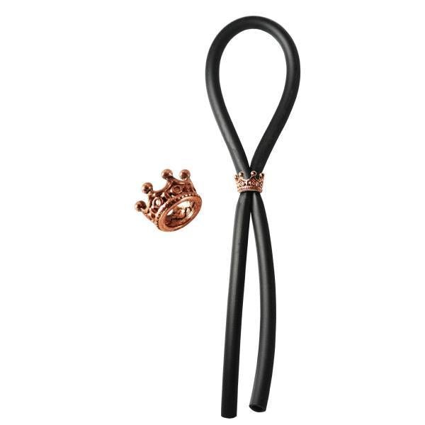 Bolo Lasso Ring Rose Gold Crown Slider Black-Bolo Erection Enhancement-Sexual Toys®