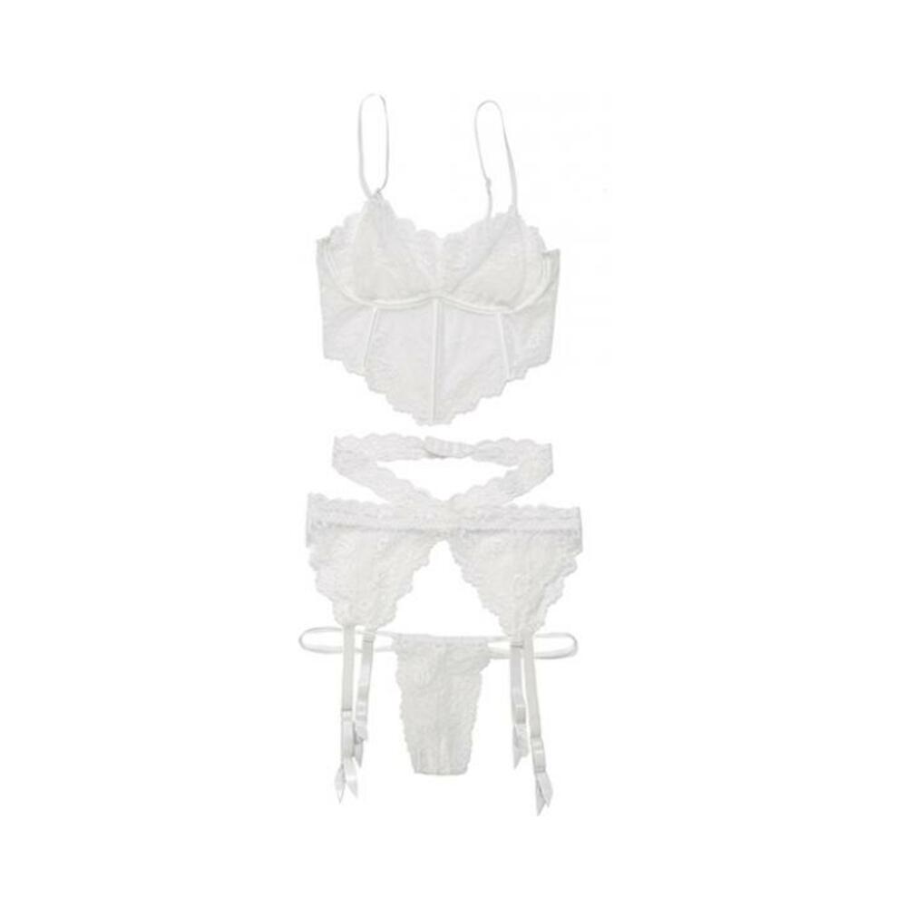 Bra, Garterbelt, And G-string White Os Hanging-blank-Sexual Toys®