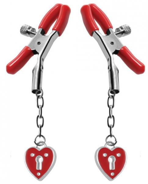 Captive Heart Padlock Nipple Clamps-Master Series-Sexual Toys®