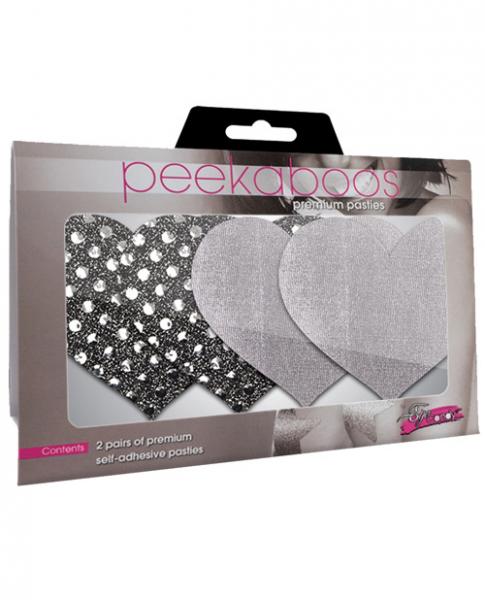 Dark Angel Hearts Pasties Silver-Peekaboos-Sexual Toys®