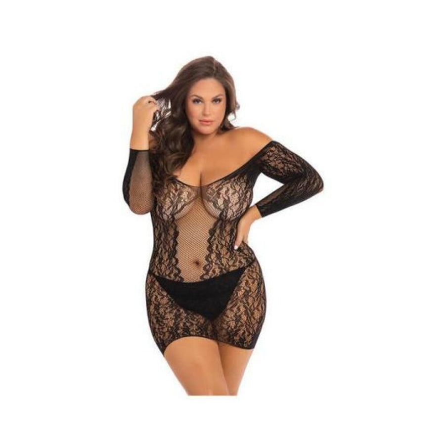 Demure Long Sleeve Mini Dress Black 3x/4x-blank-Sexual Toys®