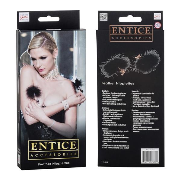 Entice Feather Nipplettes Nipple Clamps Black-Entice Accessories-Sexual Toys®