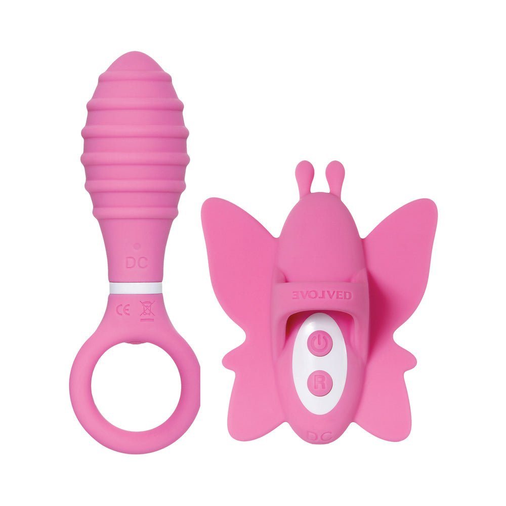 Evolved Double Date Couples Toy Vibrating Butt Plug Vibrating Butterfly Clit Stimulator10 Functions-Evolved-Sexual Toys®