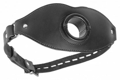 Feeder Locking Open Mouth Gag Black Leather O/S-Master Series-Sexual Toys®