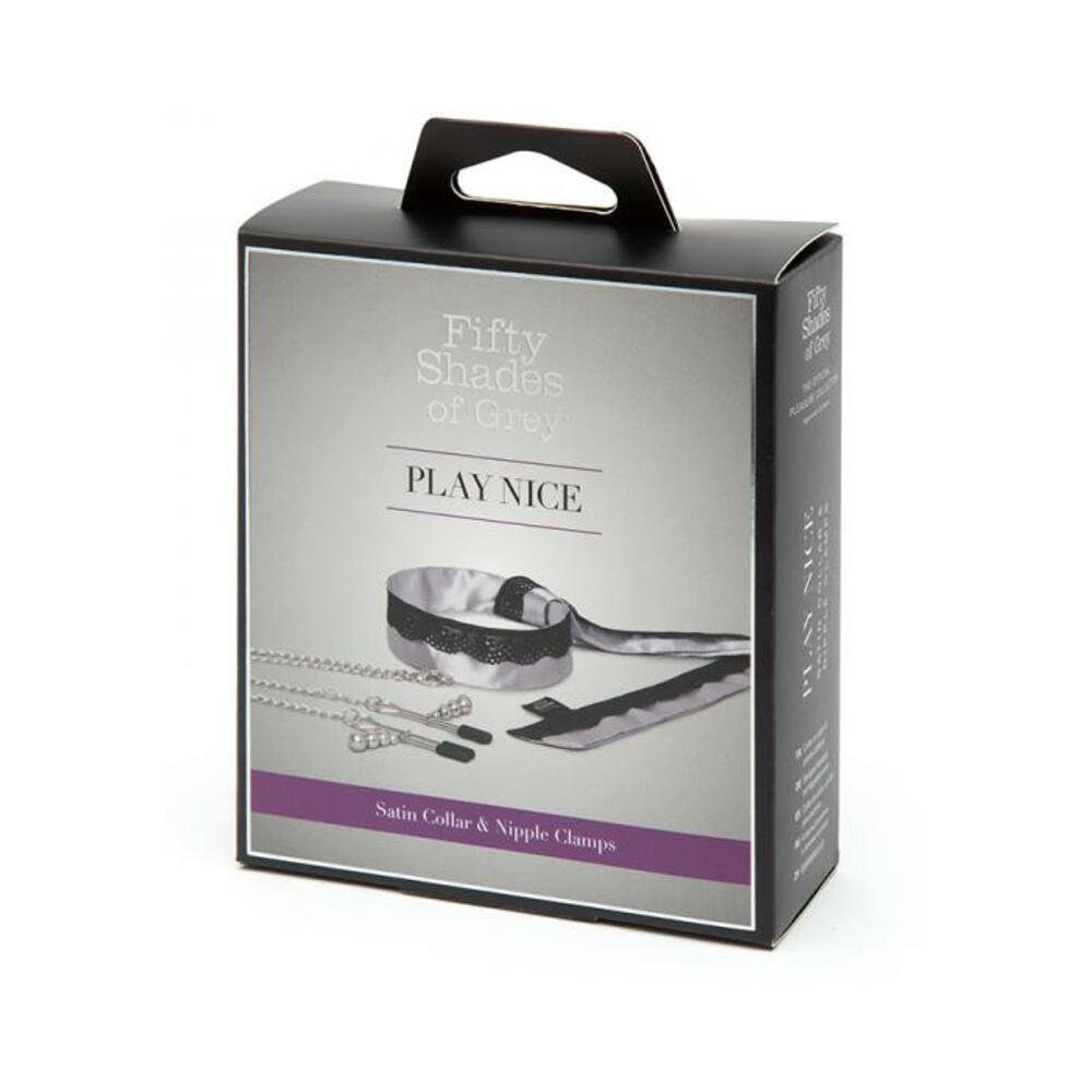 Fifty Shades Of Grey Play Nice Satin &amp; Lace Collar &amp; Nipple Clamps-blank-Sexual Toys®