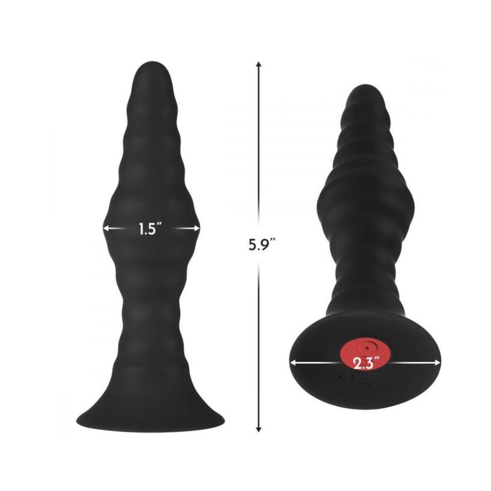 Forto Vibrating Ribbed Plug W/remote  Large Blk-Forto-Sexual Toys®