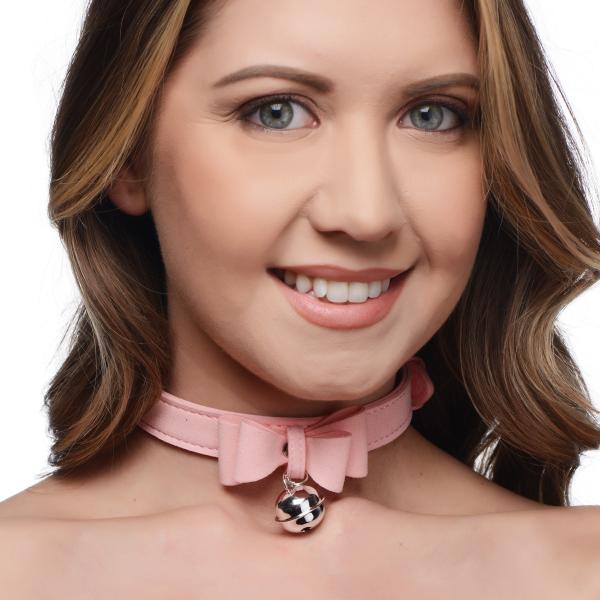 Golden Kitty Cat Bell Collar - Pink/silver-Master Series-Sexual Toys®