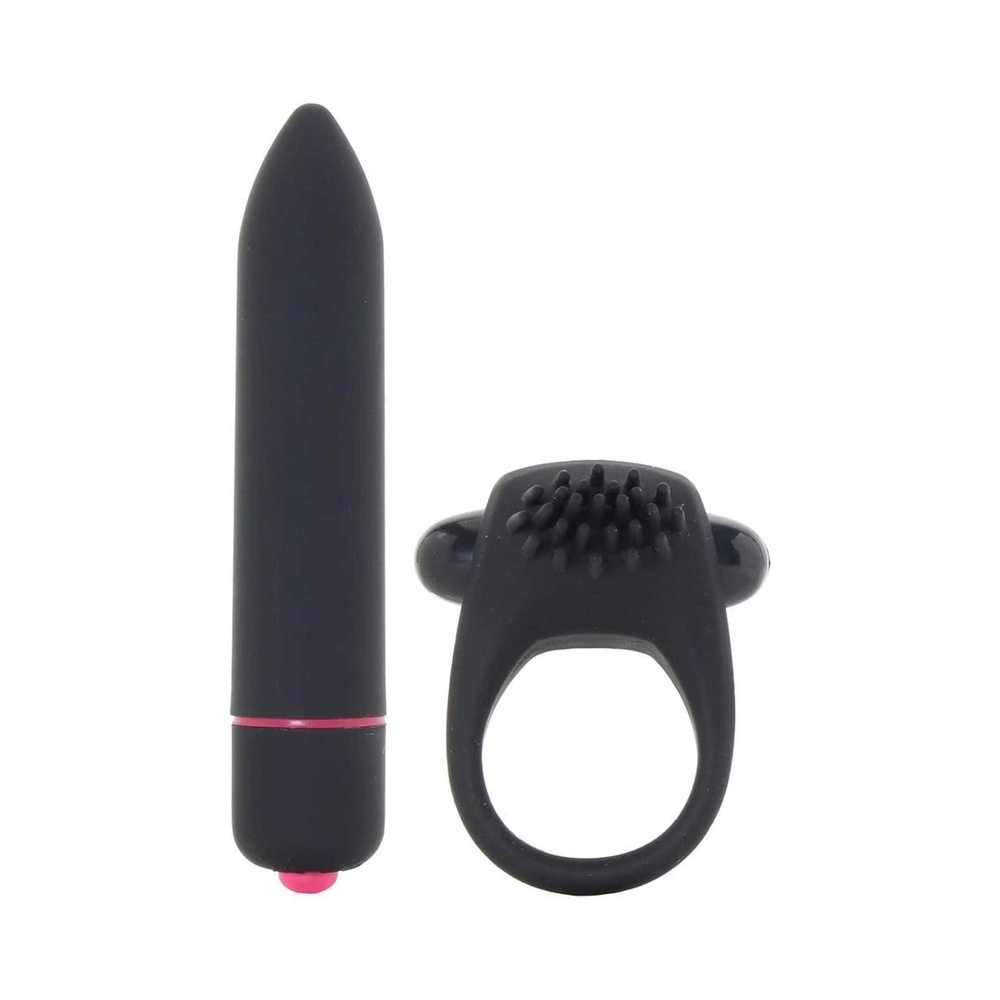 Intense Cockring And Bullet 10 Function Bullet Waterproof Black-Nasstoys-Sexual Toys®