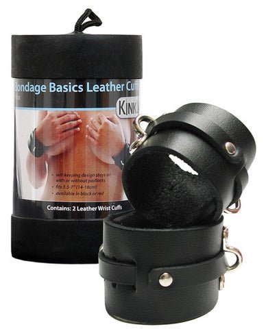 Kinklab leather wrist cuffs - black-blank-Sexual Toys®