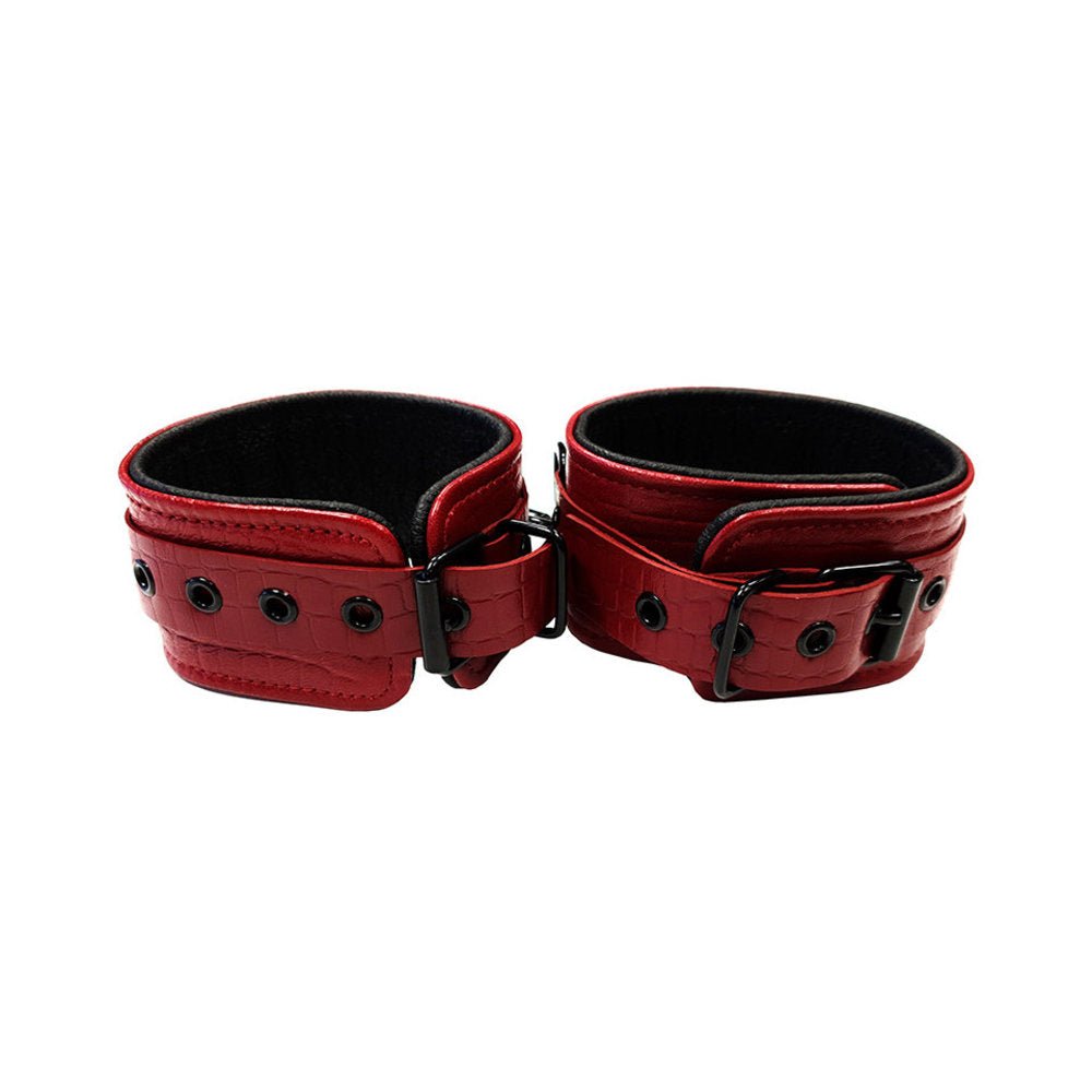 Leather Wrist Cuffs Burgunday &amp; Black Accessories-blank-Sexual Toys®