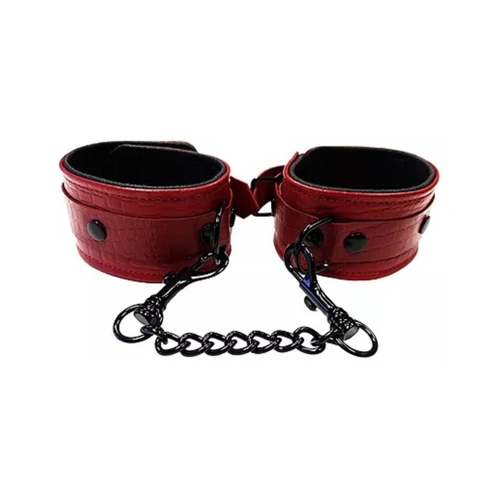 Leather Wrist Cuffs Burgunday &amp; Black Accessories-blank-Sexual Toys®