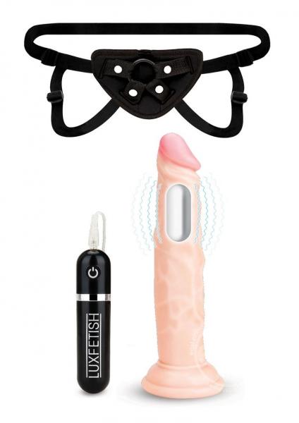 Lux Fetish 6.5&quot; Realistic Vibrating Dildo W/strap On Harness Set-Lux-Sexual Toys®