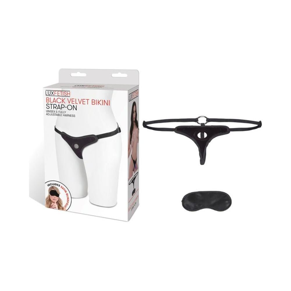 Lux Fetish Black Velvet Bikini Strap On O/S-Electric Eel-Sexual Toys®