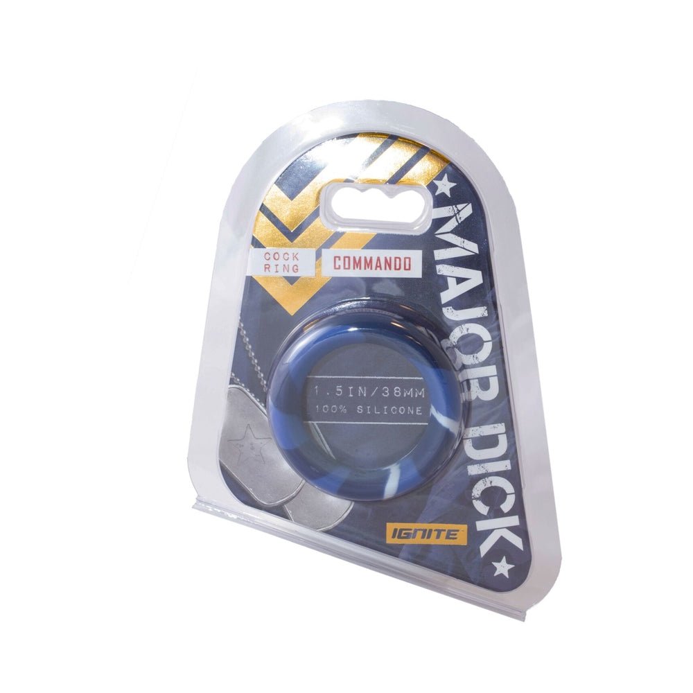 Major Dick Commando Cock Ring Blue Camo 1.5 inches-Si Novelties-Sexual Toys®