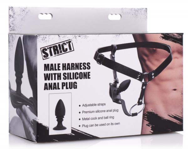 Male Cock Ring Harness With Silicone Anal Plug-STRICT-Sexual Toys®