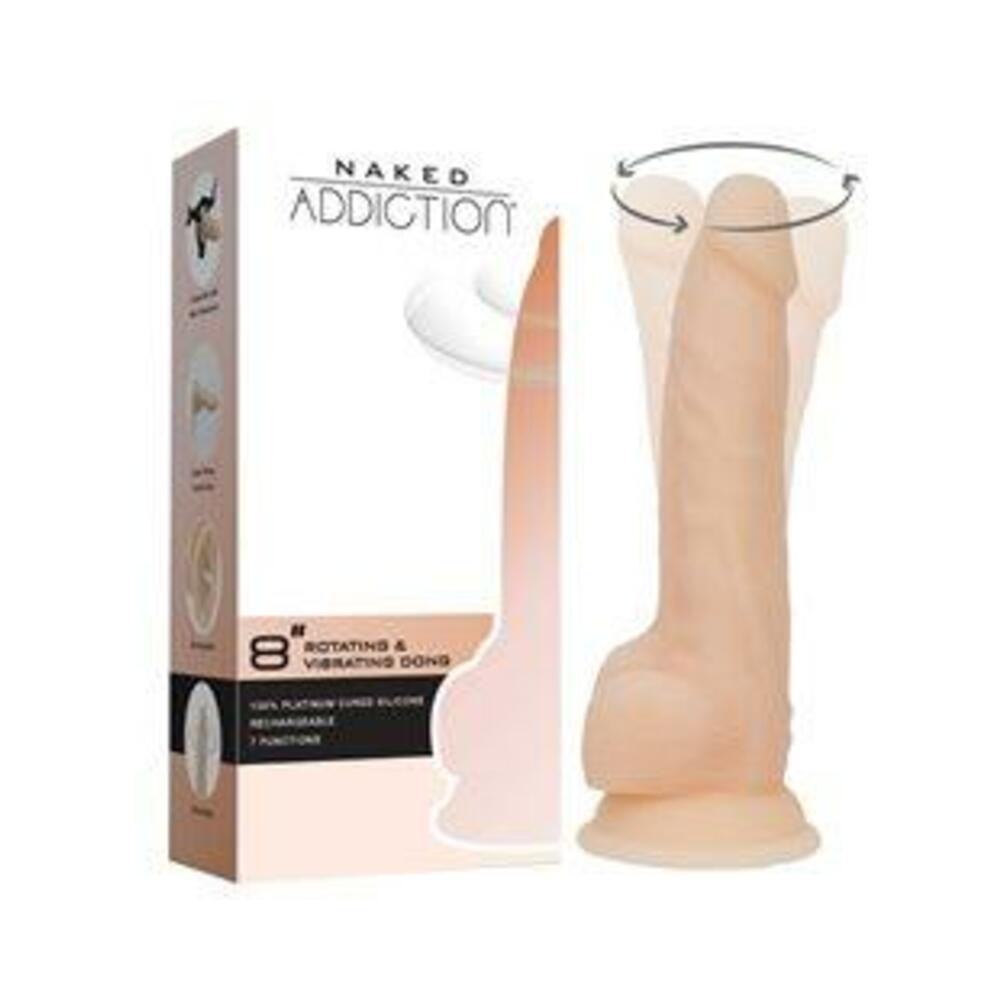 Naked Addiction Rotating &amp; Vibrating Dong 8&quot; Vanilla-blank-Sexual Toys®