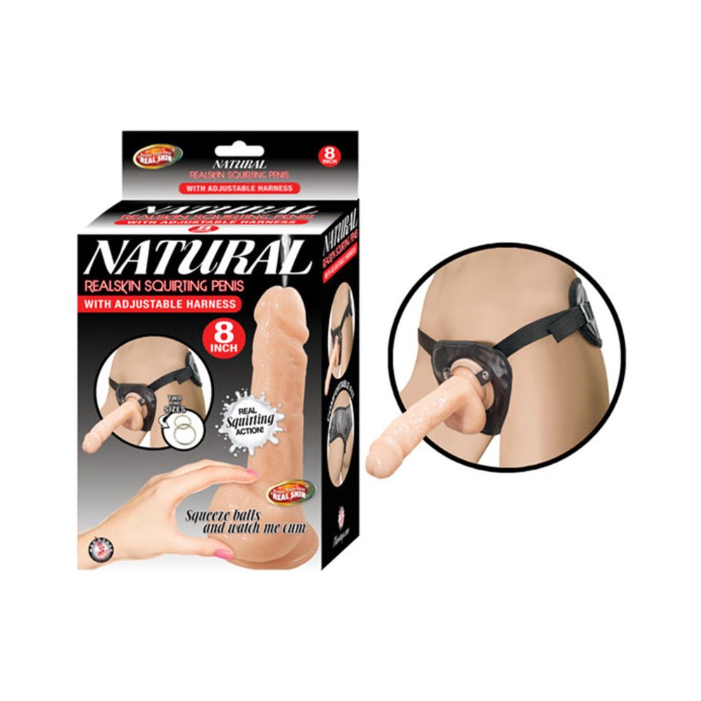 Natural Realskin Squirting Penis 8 inches Beige Harness-Nasstoys-Sexual Toys®