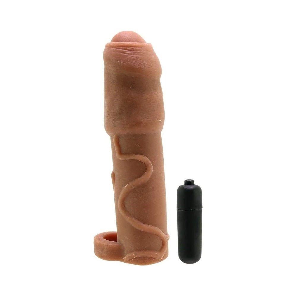 Natural Realskin Uncircumcised Xtender Removable Bullet Waterproof Brown-Nasstoys-Sexual Toys®