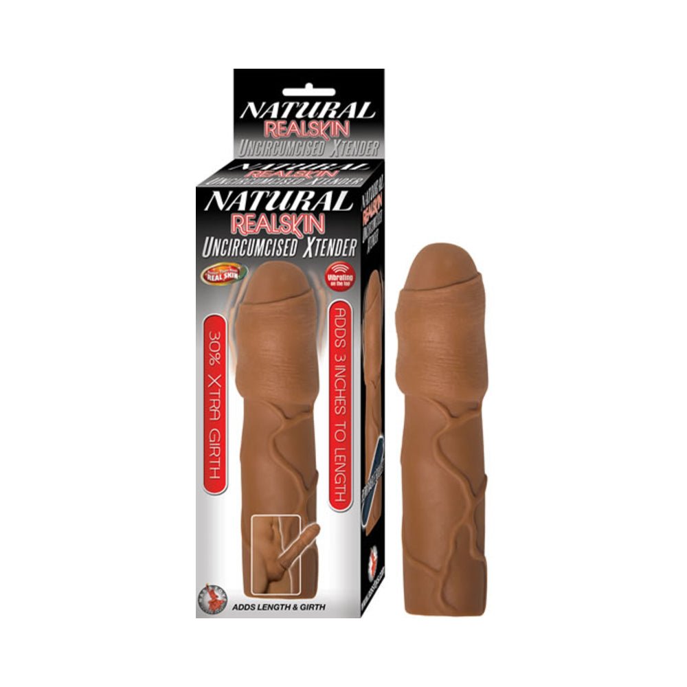 Natural Realskin Uncircumcised Xtender Removable Bullet Waterproof Brown-Nasstoys-Sexual Toys®