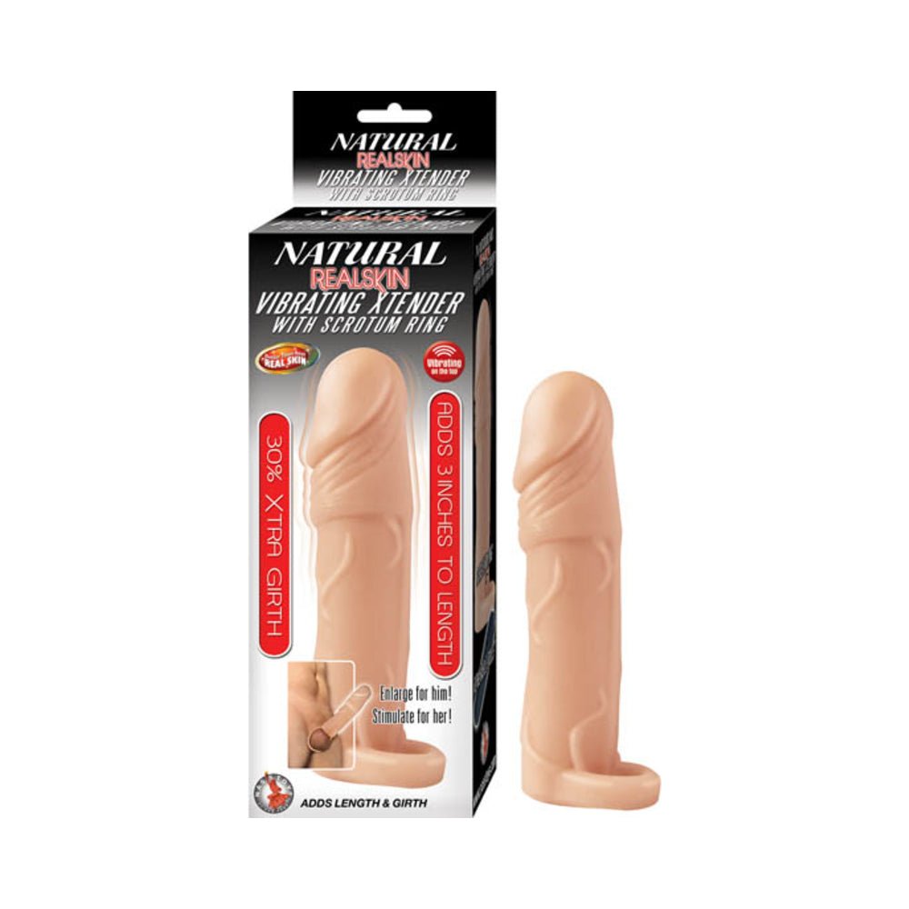 Natural Realskin Vibrating Xtender With Scrotum Ring-Nasstoys-Sexual Toys®