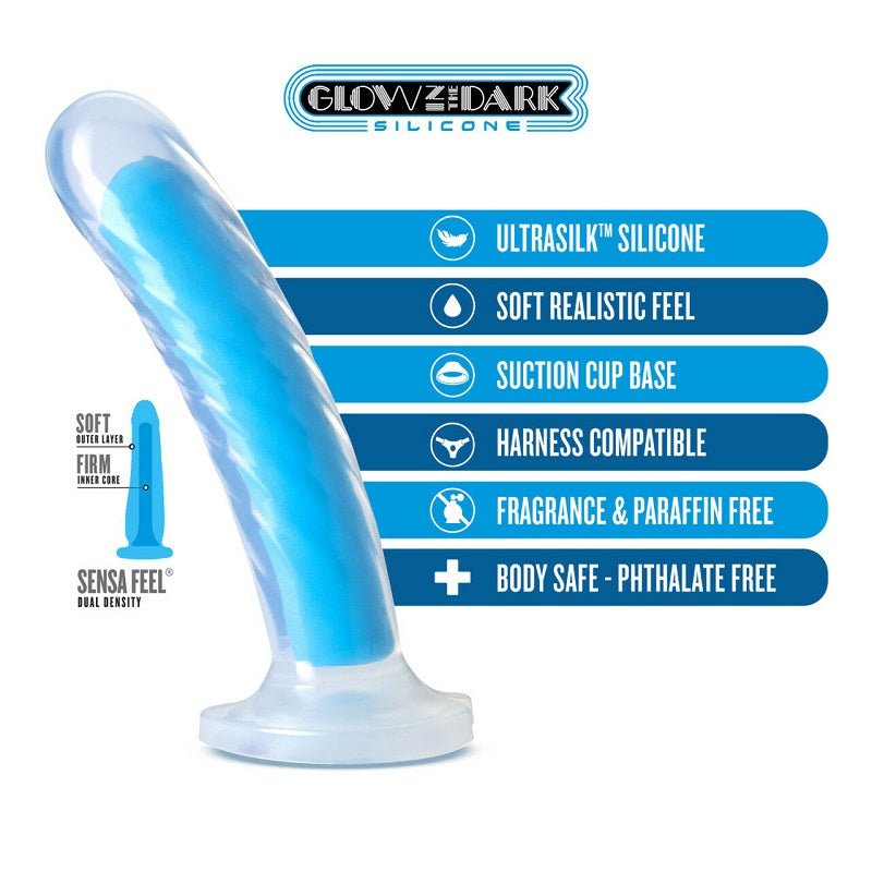 Neo Elite - Glow-in-the-dark Tao - 7-inch Dual-density - Neon Blue-Glo-Sexual Toys®