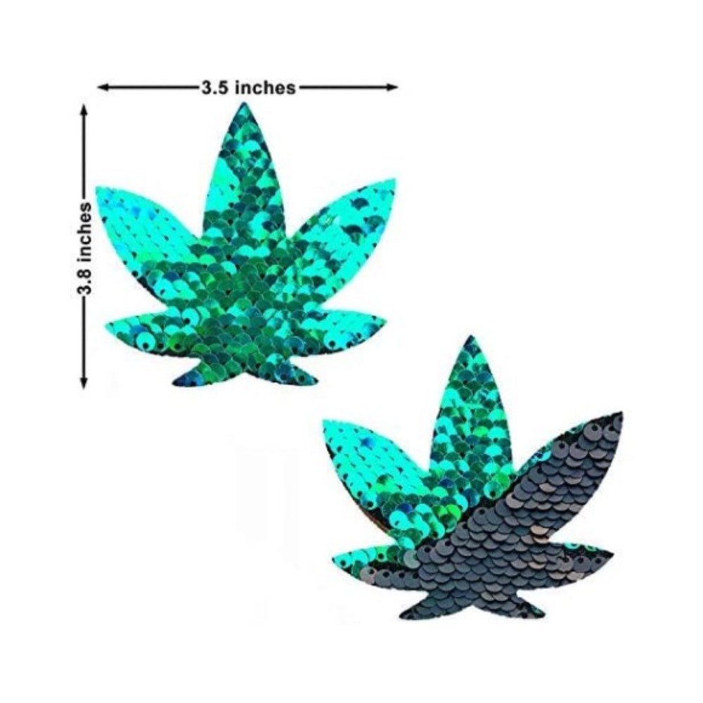 Neva Nude Pasties Pot Leaf Sequin Green To Black-blank-Sexual Toys®