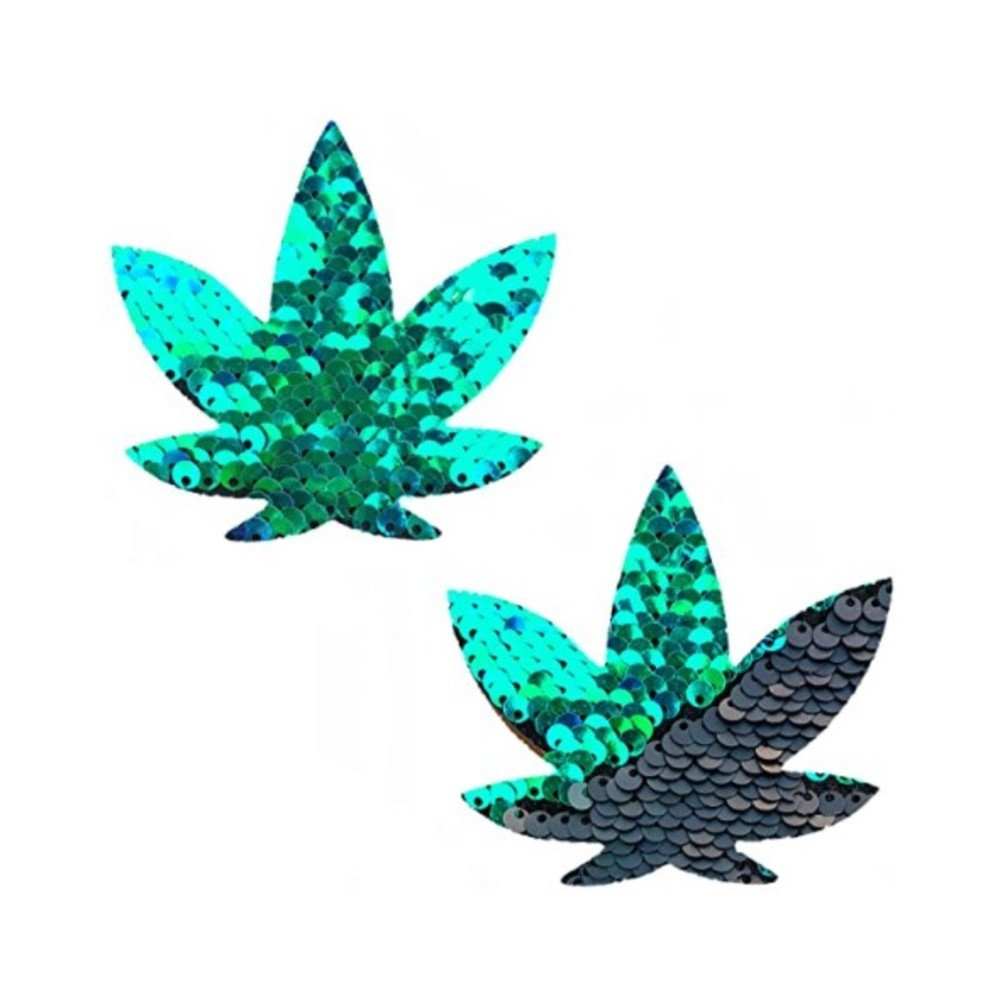 Neva Nude Pasties Pot Leaf Sequin Green To Black-blank-Sexual Toys®