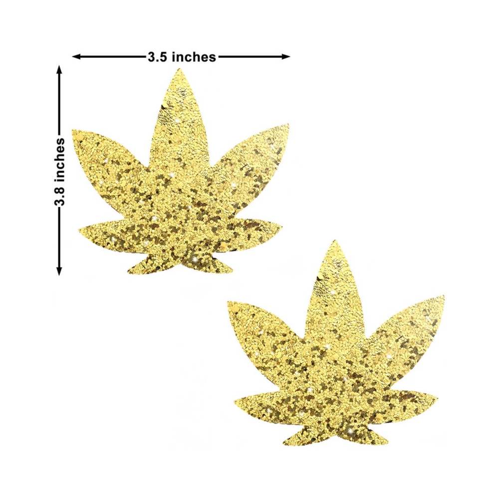 Neva Nude Pasty Weed Leaf Glitter Sparkle Gold-blank-Sexual Toys®