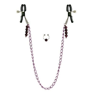 Nipple Clamps- Purple Chain with Navel Ring-blank-Sexual Toys®