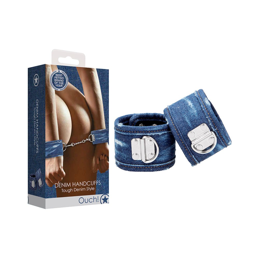 Ouch! Denim Handcuffs - Roughened Denim Style - Blue-Shots-Sexual Toys®