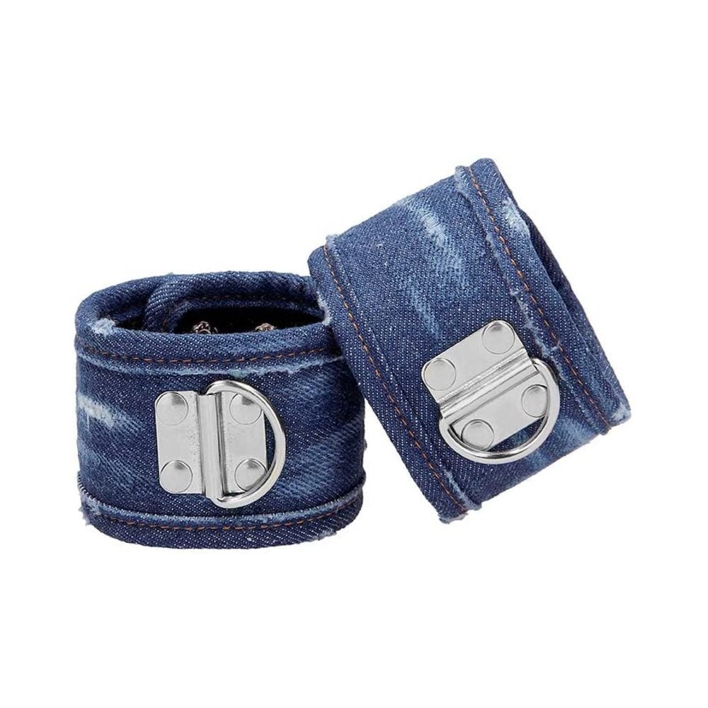 Ouch! Denim Handcuffs - Roughened Denim Style - Blue-Shots-Sexual Toys®