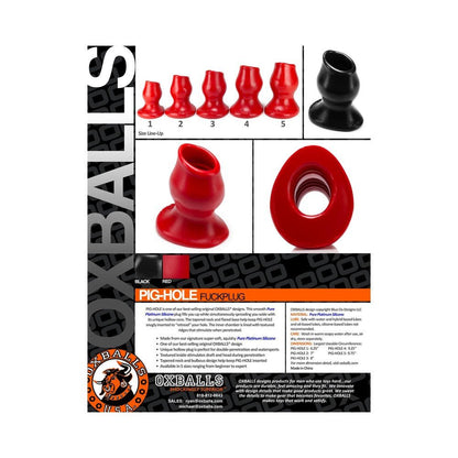 Oxballs Pighole-2, Hollow Plug, Medium, Red-blank-Sexual Toys®