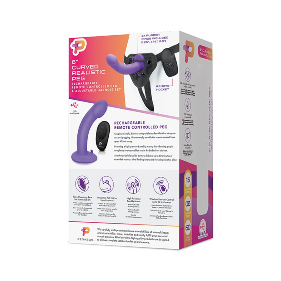 Pegasus 6&quot; Wireless Remote Control Curved Realistic Peg With Harness Purple-Electric Eel-Sexual Toys®