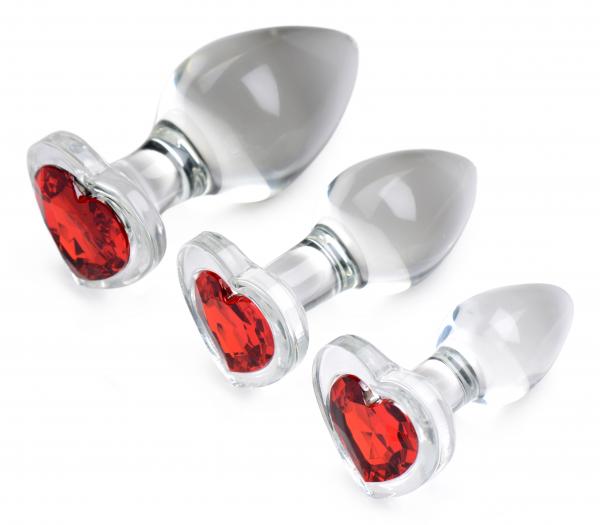 Red Heart Gem Glass Anal Plug Set-Booty Sparks-Sexual Toys®