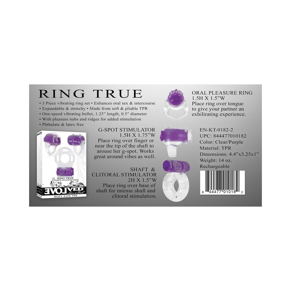 Ring True Unique Pleasure Rings Kit Clear Purple 3 Pack-Evolved-Sexual Toys®