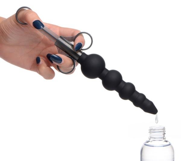 Silicone Graduated Beads Lubricant Launcher Black-Master Series-Sexual Toys®