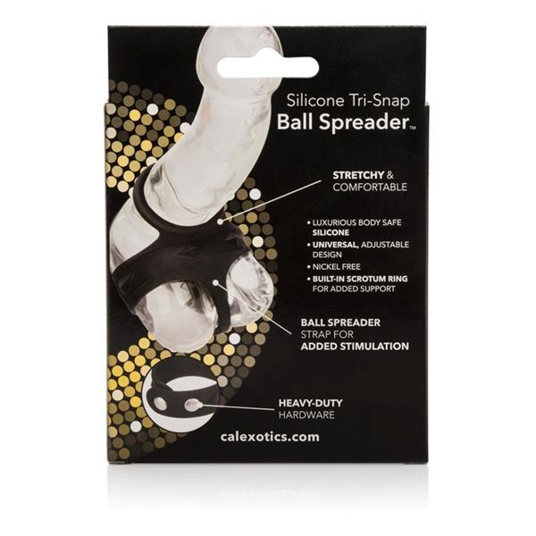 Silicone Tri Snap Scrotum Ball Spreader Black-Calexotics-Sexual Toys®