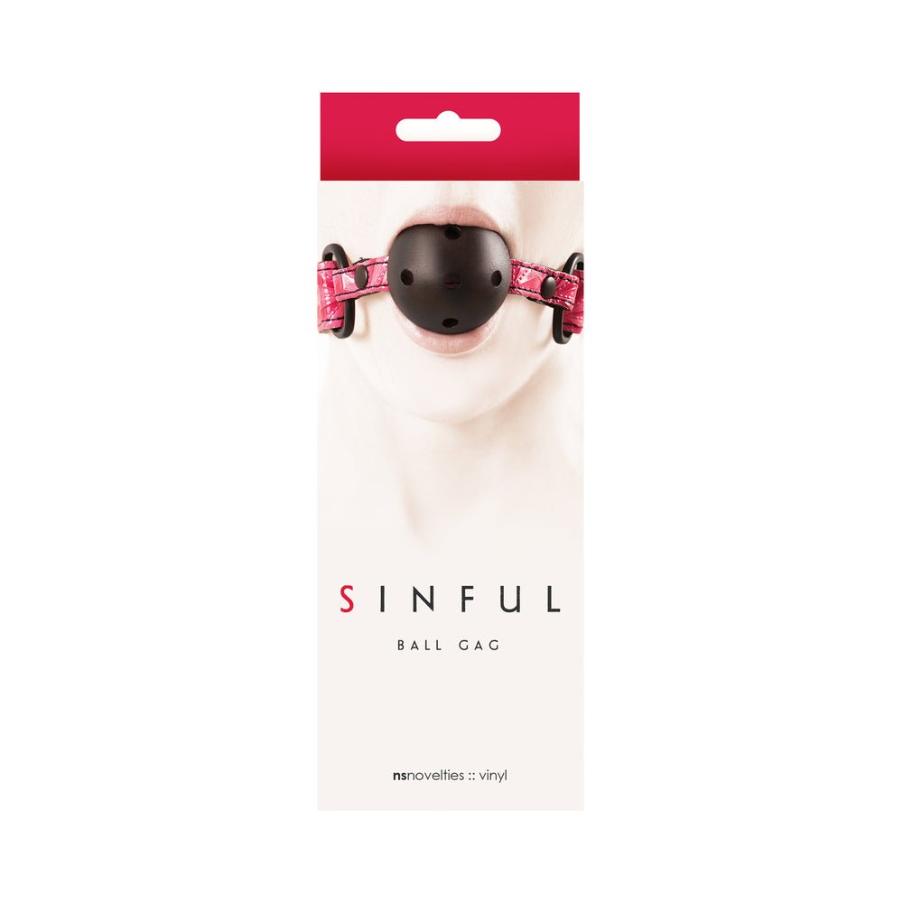 Sinful Adjustable Vinyl Ball Gag - Pink-NS Novelties-Sexual Toys®