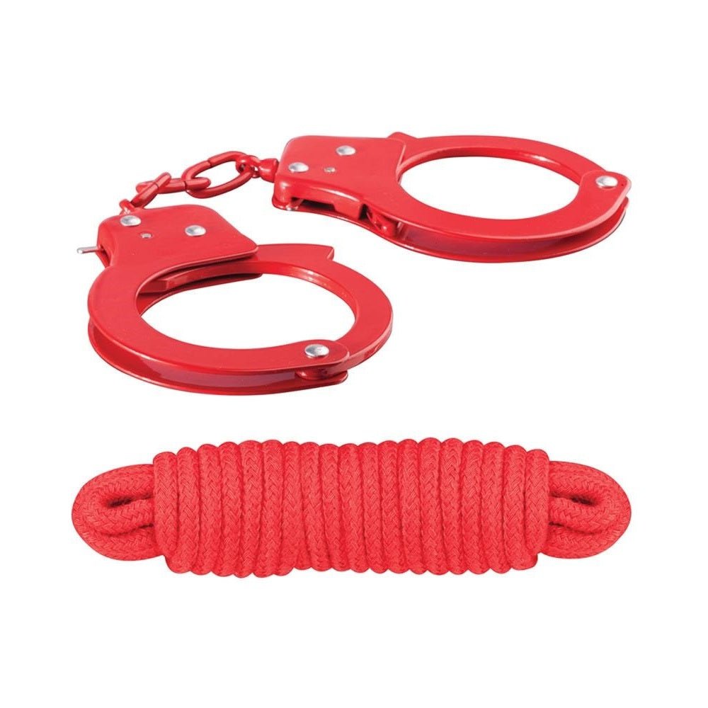 Sinful Metal Cuffs W/keys &amp; Love Rope-Nasstoys-Sexual Toys®