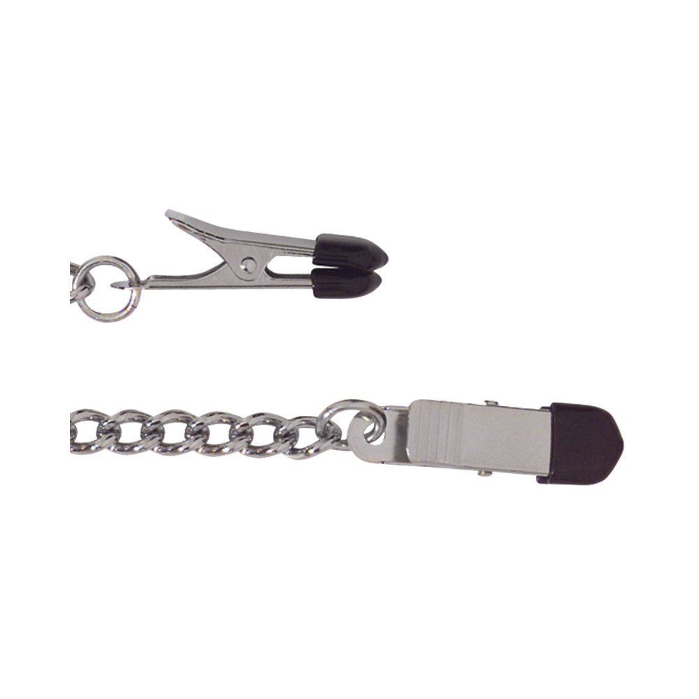 Spartacus Endurance Nipple Clamps With Curbed Chain Rubber Tipped-blank-Sexual Toys®