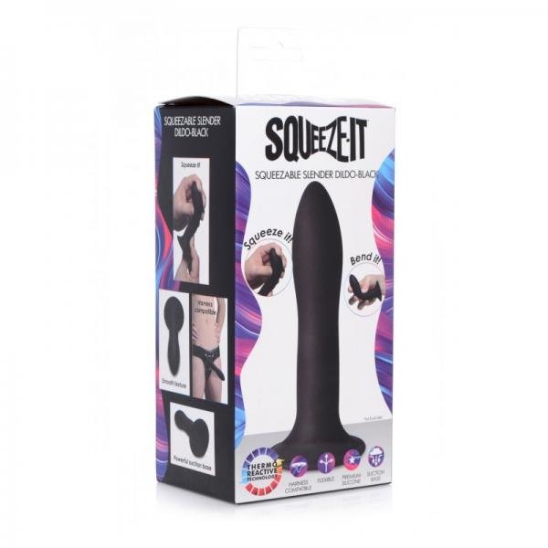 Squeezable Slender Dildo - Black-Squeeze-It-Sexual Toys®