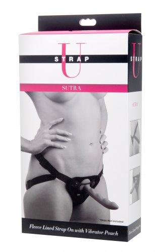 Sutra Fleece Lined Strap On Vibrator Pouch Black-Strap U-Sexual Toys®