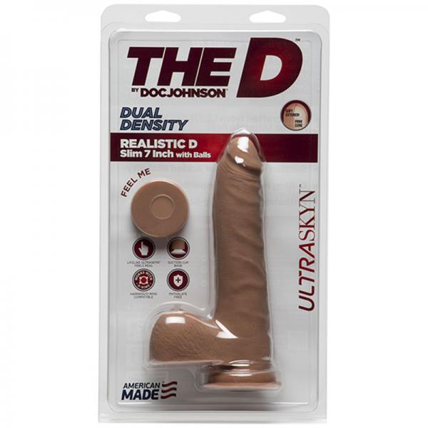 The D Realistic D 7 inches Slim Dildo with Balls Brown-The D Realistic-Sexual Toys®