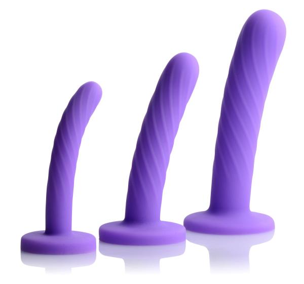 Tri-Play Silicone Dildo 3 Piece Set Purple-Strap U-Sexual Toys®