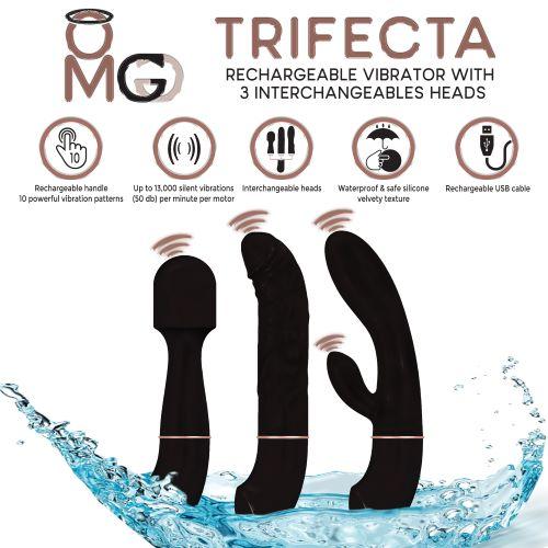 Trifecta Vibrator with 3 Interchangeable Heads Black-Doctor Love&