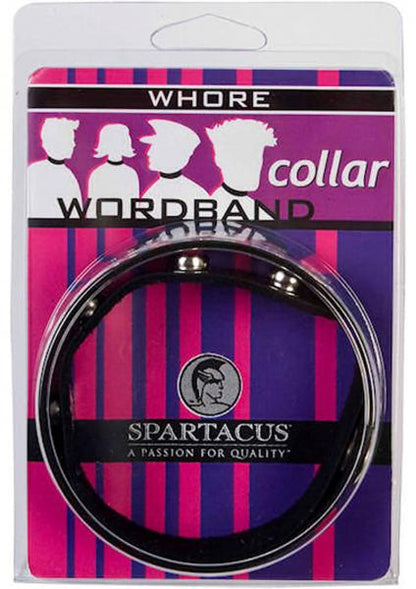 Wordband Collar Whore Black Leather-Spartacus-Sexual Toys®