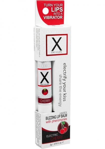 X On The Lips Buzzing Lip Balm With Pheromones Electric Cherry .75 Ounce-X On The Lips-Sexual Toys®